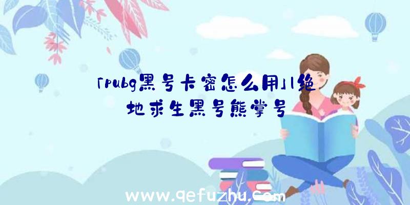 「pubg黑号卡密怎么用」|绝地求生黑号熊掌号